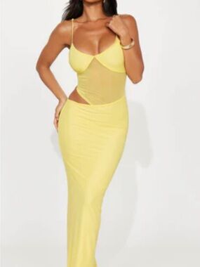 Fashion Nova Yellow Cutout Maxi Dress